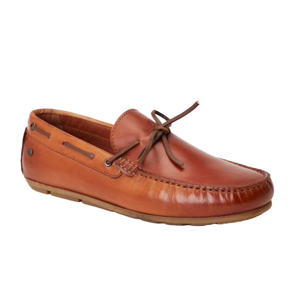Base London Mens Brooks Driver Leather Loafers / Burnt Tan